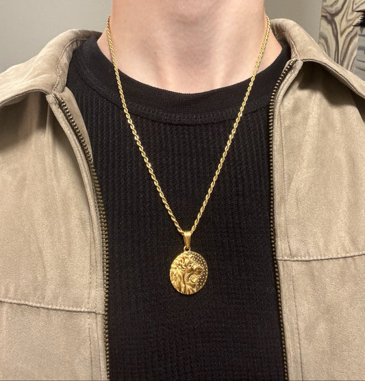 GOLD ROARING LION NECKLACE