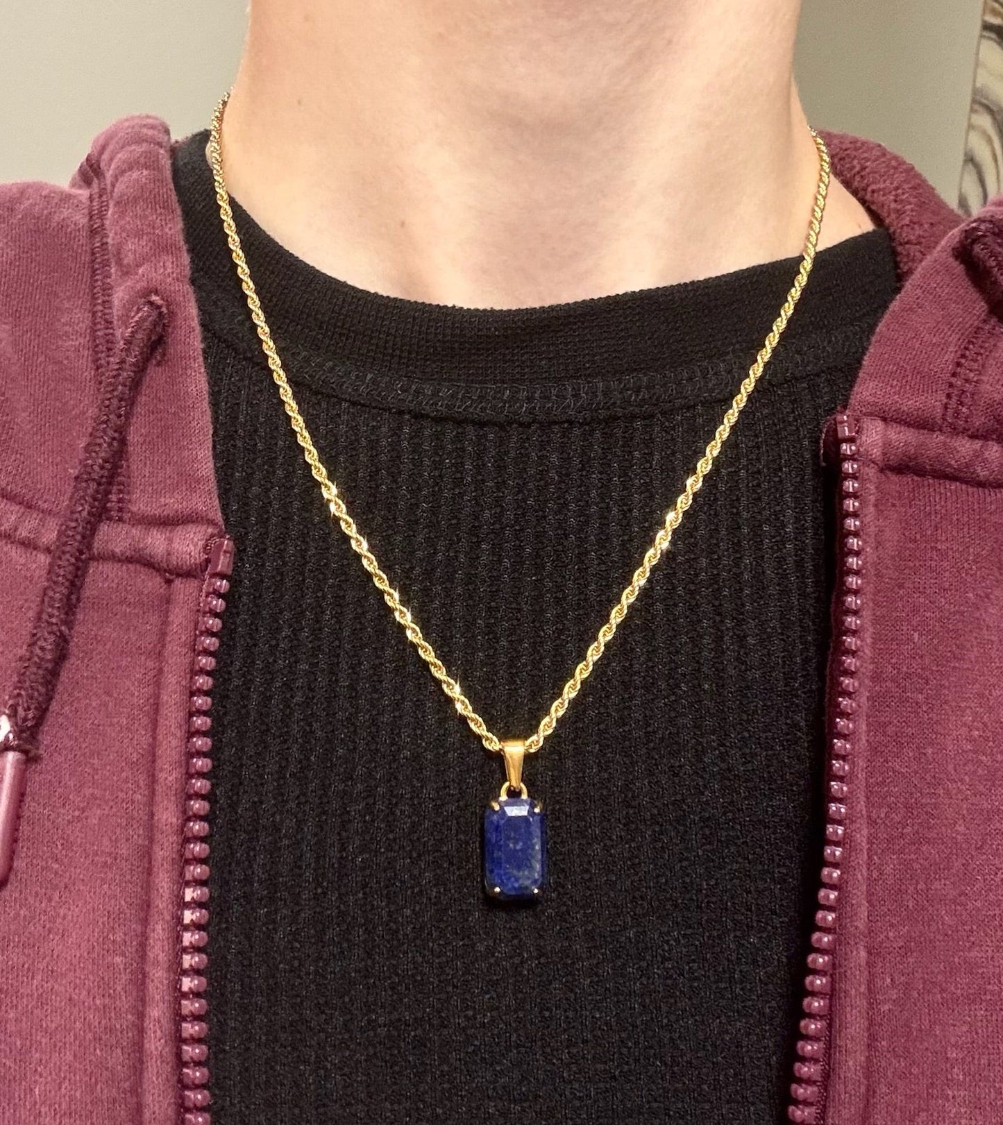 GOLD LAPIS LAZULI GEMSTONE NECKLACE