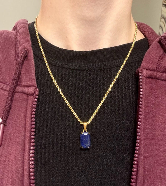 GOLD LAPIS LAZULI GEMSTONE NECKLACE