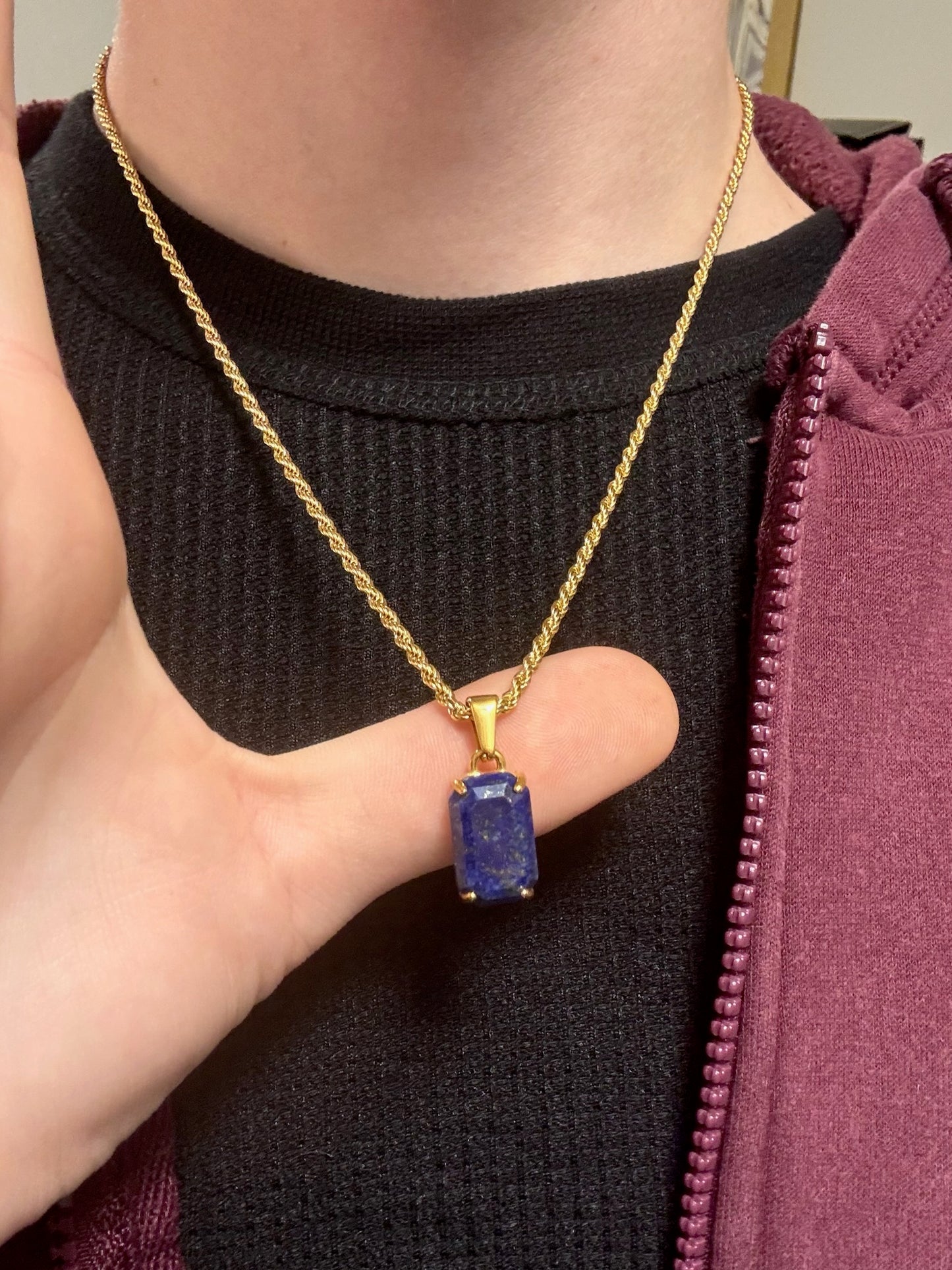 GOLD LAPIS LAZULI GEMSTONE NECKLACE