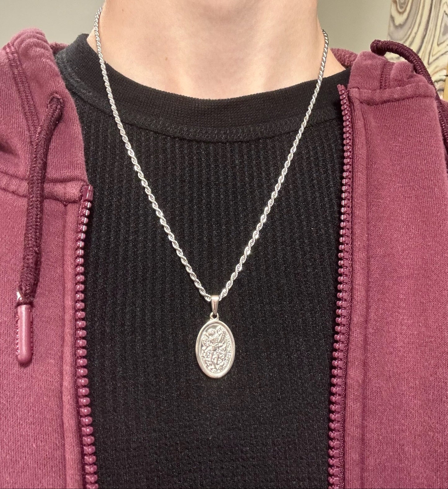 SILVER SAINT MICHEAL NECKLACE