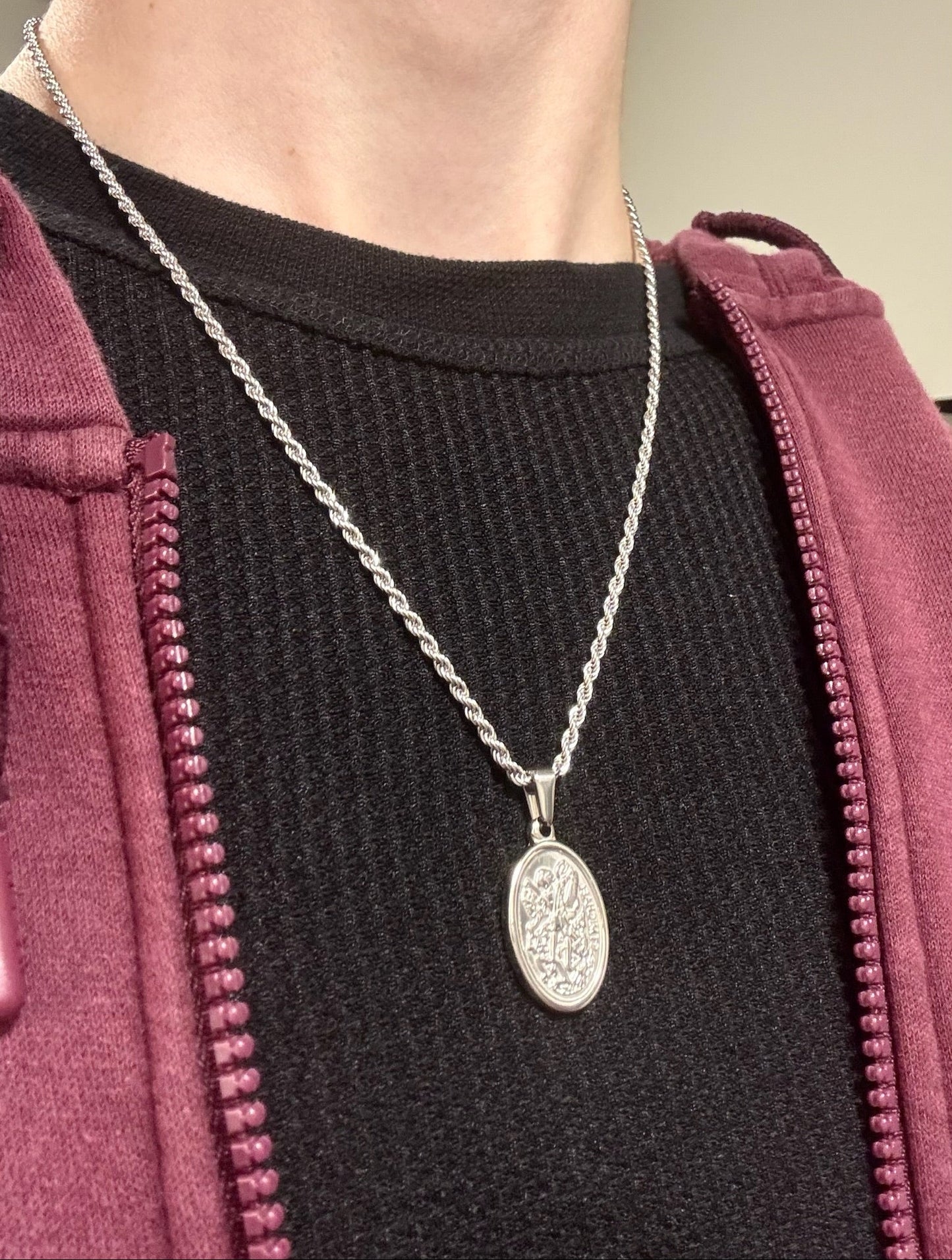 SILVER SAINT MICHEAL NECKLACE