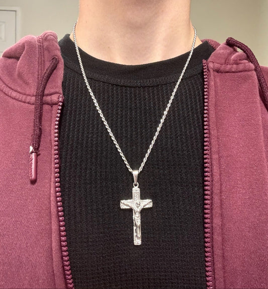 LARGE SILVER CRUCIFIX CROSS
