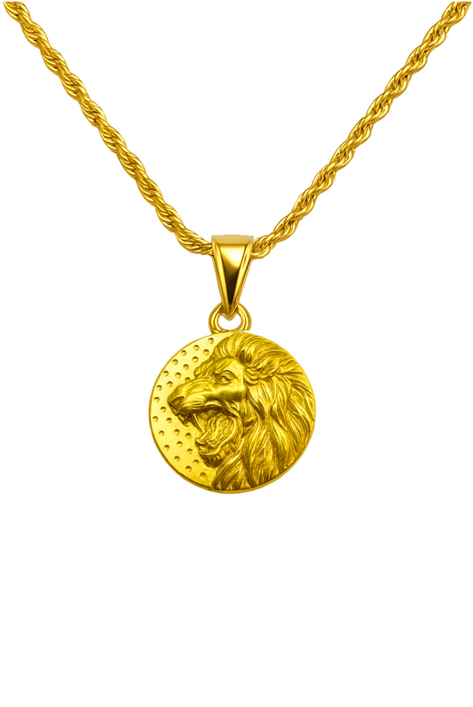 GOLD ROARING LION NECKLACE