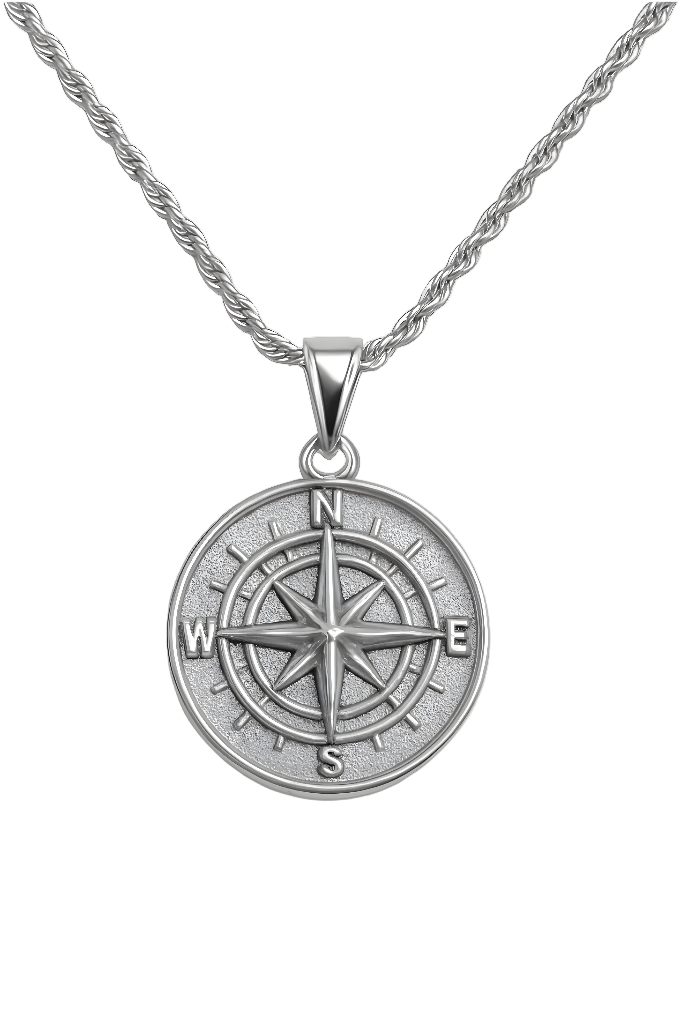 SILVER COMPASS NECKLACE