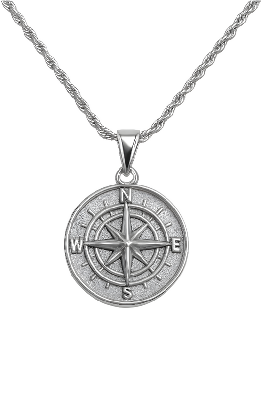 SILVER COMPASS NECKLACE