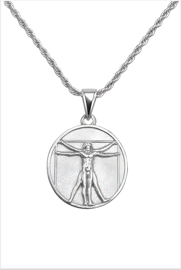 SILVER VITRUVIAN MAN NECKLACE