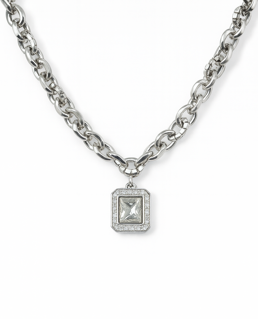 SILVER CRYSTAL DOUBE CHAIN