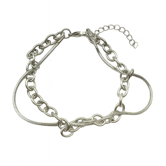 SILVER DOUBLE CHAIN BRACELET
